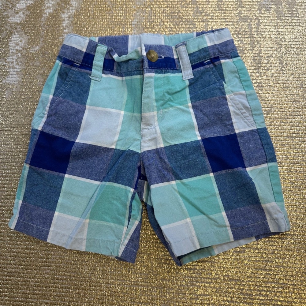 JANIE AND JACK Baby Boy Preppy Blue & White Plaid Shorts 12-18 Months